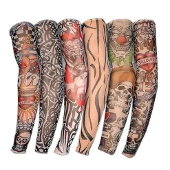 Arm Tatueringsärmar, 6-pack Män Fake Temporary Tatuering Nylon Armstrumpor Elastisk Biker Sleevelet För Halloween> Smink