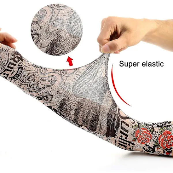 Arm Tatueringsärmar, 6-pack Män Fake Temporary Tatuering Nylon Armstrumpor Elastisk Biker Sleevelet För Halloween> Smink