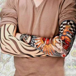 Armtatueringsärmar, 6-pack Män Falska Tillfälliga Tatueringar Nylonärmar Armstrumpor Elastiska Bikerärmar För Halloween><noscript><img width=