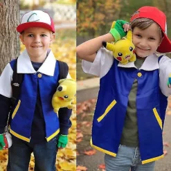Ash Ketchum Costumes Kit Adult Boys Girls Ash Ketchum Halloween Cosplay Clothing Top Trainer Cap And Gloves Set -a 130> Dräkter
