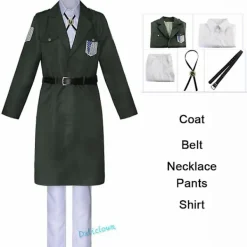 KOOLMEI Attack On Titan Cosplay Levi Costume Shingek No Kyojin Scouting Legion Soldat Coat Trench Jacka Uniform Herr Halloween Outfit XXXL> Dräkter