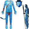 Avatar Waterways Alien Costume Set, Cosplay Costume Dark Blue Woman 120cm Light Blue Man 120cm> Dräkter