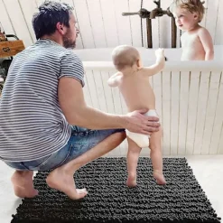 Badrumsmatta 50 x 80 cm, Superabsorberande Plyschmikrofiber, Halkfri Badrumsmatta, Maskintvättbar, Lämplig För Bad, Dusch Och Badrum, Svart> Smink