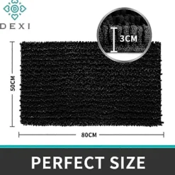 Badrumsmatta 50 x 80 cm, Superabsorberande Plyschmikrofiber, Halkfri Badrumsmatta, Maskintvättbar, Lämplig För Bad, Dusch Och Badrum, Svart><noscript><img width=