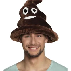 Bajskorv Hatt för Män, brun, one size, smiley, Accessoar, temafest> Huvudbonader