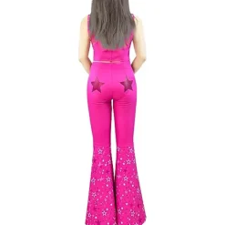 Barbie Hippie Disco Kostym Rosa Flare Byxa Halloween Cosplay För Kvinnor Flickor L><noscript><img width=