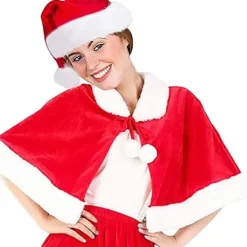 (Barn, 45cm) Juldräkt Mini Röd Sammet Kappa Sjal Tomte Dräkt för Kvinnor> Huvudbonader