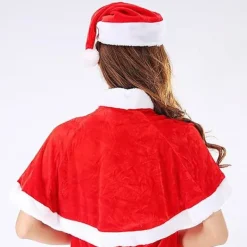 (Barn, 45cm) Juldräkt Mini Röd Sammet Kappa Sjal Tomte Dräkt för Kvinnor><noscript><img width=