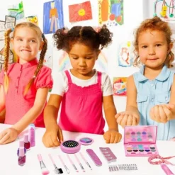 Toyz Land Barn lek smink kit leksak set för flicka 18st tvättbar låtsas smink för småbarn bärbar falsk smink> Smink