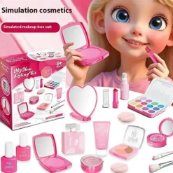 Barn Låtsas Sminkset 11 Delar Kosmetikakit Leksak Rollspel Skönhetstillbehör[D]> Smink