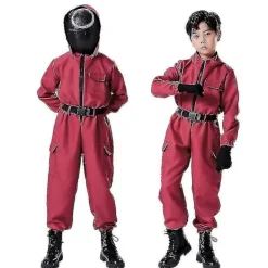Barnens Bläckfiskspelet Kostym Cosplay Jumpsuit + Mask. V Trianglar 130cm> Dräkter