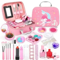 Barnens Sminkleksaker Flickor, 20 Stycken Sminkväska, Rosa Sminkset Leksaker, Bästa Presenten till Flickor Bekväm> Smink