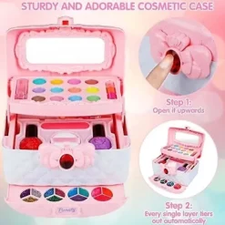 Barnens sminkset för flickor, tvättbart barnset flickor, flickors smink barnleksaker julklapp födelsedagspresenter för 4 5 6 7 8 9 10 år gamla Gi> Smink