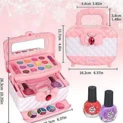 Barnens sminkset för flickor, tvättbart barnset flickor, flickors smink barnleksaker julklapp födelsedagspresenter för 4 5 6 7 8 9 10 år gamla Gi><noscript><img width=