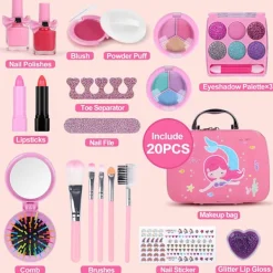 Barnens Sminkset, Tvätbart Set, Flickors Sminkkosmetikset med Kosmetikväska för Rollspel, Över 3 År Sminkset för Födelsedagspresent> Smink