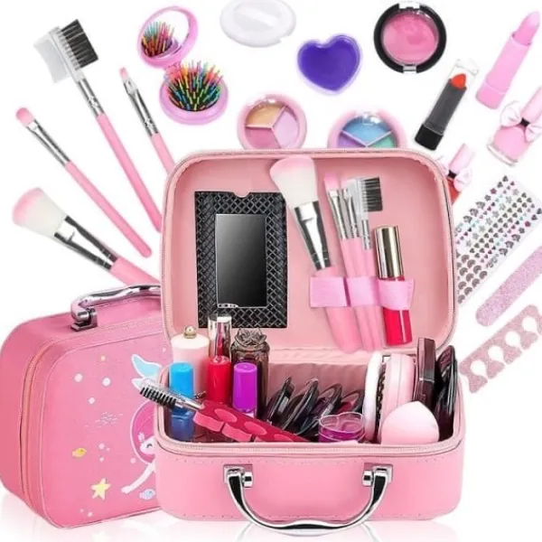 Barnmakeup Leksak Flickor, 20-dels Set, Rosa Makeup Set Bästa Presenten till Flickan> Smink