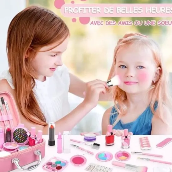 Barnmakeup Leksak Flickor, 20-dels Set, Rosa Makeup Set Bästa Presenten till Flickan> Smink