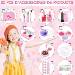 Barnmakeup leksak för flickor, 20 delar sminkväska, rosa sminkset leksak bästa present till flicka Bekväm><noscript><img width=