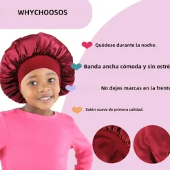 Barnmode mössa, enfärgad, bred brätte, elastisk, siden, slät, satin, ansikte, familjehårmössa, dagbok, casual, dröm One size><noscript><img width=