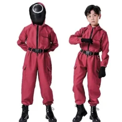 Barns Squid Play Kostym Cosplay Jumpsuit + Mask H 130cm> Dräkter