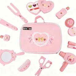 Barnsmink Leksak Flickor, 12-delat Sminkväska – Smink- & Frisörset för Rollspel, Lek och Present 3–5 år> Smink