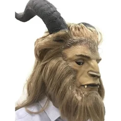Holocky Beast Mask Beast Cosplay Mask med Peruk för Vuxen 53-63CM> Masker