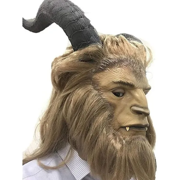 Holocky Beast Mask Beast Cosplay Mask med Peruk för Vuxen 53-63CM> Masker