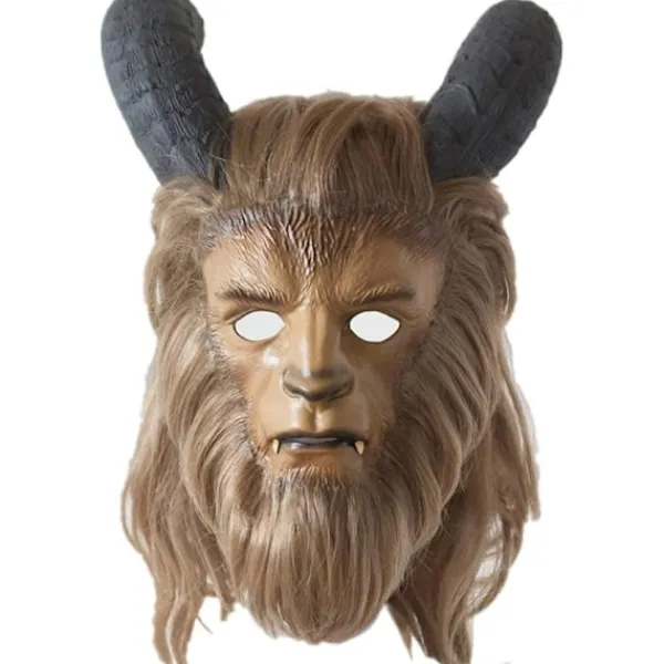 Holocky Beast Mask Beast Cosplay Mask med Peruk för Vuxen 53-63CM> Masker