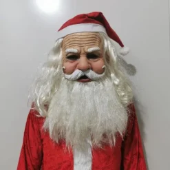 Bebetter Tomtemask för män, Julmask i latex, Tomtehuvudmask, Realistisk tomtegubbe-mask med röd tomteluva för fest> Dräkter