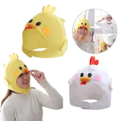 Bedårande plysch Chick Hat Cosplay kostym Cap Kyckling Huvudbonader White> Huvudbonader