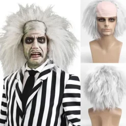 Beetlejuice Peruk för Män Kvinnor Halloweenfest Peruk Cosplay Kostymfest Peruk Rekvisita-FM-> Peruker