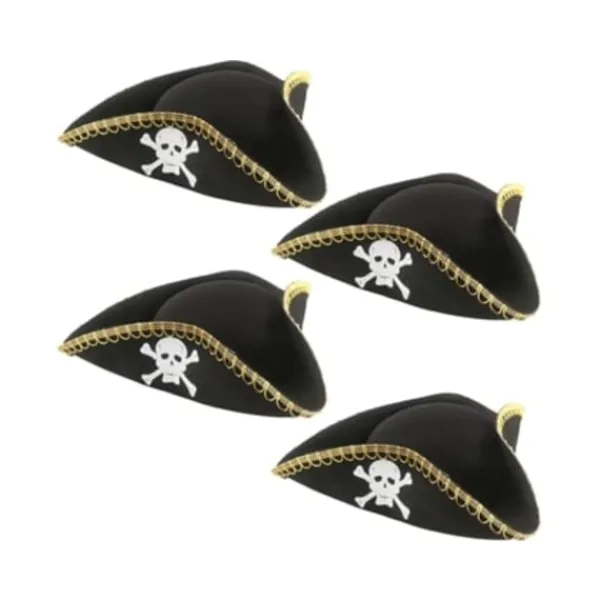 Beijiyi Tricorn Pirathattar Kolonial Kostym Tillbehör Utklädnad Svart Filt (m)> Huvudbonader
