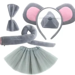 Bekväm Musdräkt Kit Inklusive Flexibla Öron, Svans och Stilfull Fluga> Tillbehör