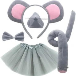 Bekväm Musdräkt Kit Inklusive Flexibla Öron, Svans och Stilfull Fluga><noscript><img width=