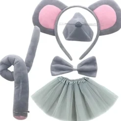 Bekväm Musdräkt Kit Inklusive Flexibla Öron, Svans och Stilfull Fluga><noscript><img width=