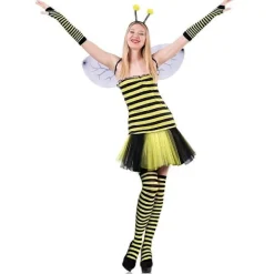 Bi-dräktset för vuxna Halloween Bi-dräkt Tutu-kjol Bi-randig knä-lång strumpa Långa handskar> Dräkter