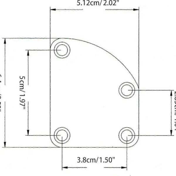 Böjd halvcirkelformad asymmetrisk gitarrhalsplatta för elgitarr, metallbaksida, monteringsplatta, 4 hål med skruvar, svart> Smink