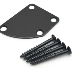 Böjd halvcirkelformad asymmetrisk gitarrhalsplatta för elgitarr, metallbaksida, monteringsplatta, 4 hål med skruvar, svart><noscript><img width=