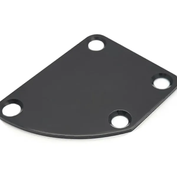 Böjd halvcirkelformad asymmetrisk gitarrhalsplatta för elgitarr, metallbaksida, monteringsplatta, 4 hål med skruvar, svart> Smink