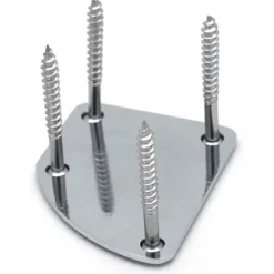 Böjd halvcirkelformad asymmetrisk gitarrhalsplatta för elgitarr, metallbaksida, monteringsplatta, 4 hål med skruvar, svart><noscript><img width=