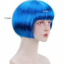 Blå Kort Bob Cosplay Flapper Peruk - Syntetisk Kostym för Kvinnor, ZQKLA> Peruker
