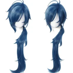 Blå vågig cosplayperuk för spel Genshin Impact Lolita Gradient Party Harajuku-hår (blå Kaeya)> Peruker