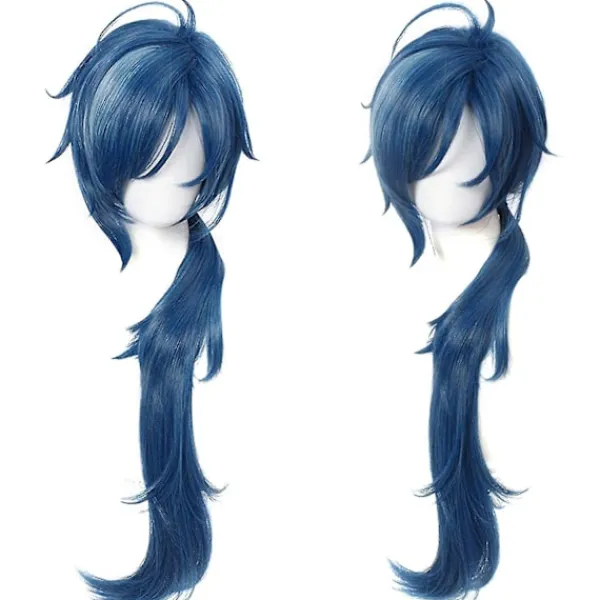 Blå vågig cosplayperuk för spel Genshin Impact Lolita Gradient Party Harajuku-hår (blå Kaeya)> Peruker
