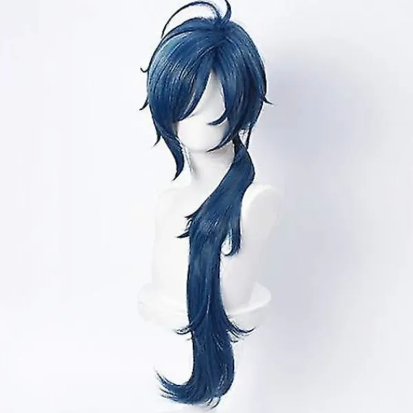 Blå vågig cosplayperuk för spel Genshin Impact Lolita Gradient Party Harajuku-hår (blå Kaeya)> Peruker