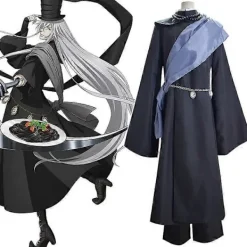 Black Butler Kuroshitsuji Undertaker Cosplay Kostym Halloweenfest Kostymer Skräddarsydda Full Set Hatt Kedja och S><noscript><img width=