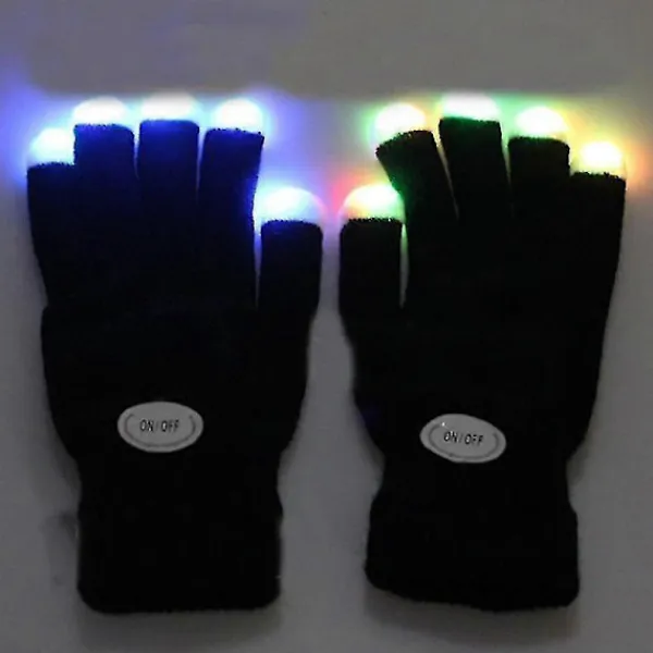 Blinkande Handskar Glöd 7 Lägen Led Rave Ljus Fingerbelysning Vante Svart Hög Kvalitet> Tillbehör