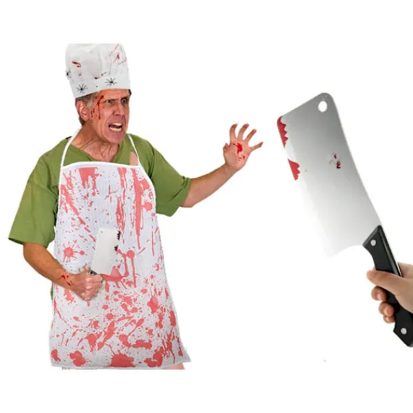 Blodig klyfta för mördare mördare psykopat kostym halloween kniv> Tillbehör