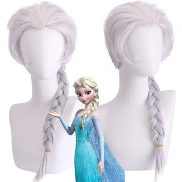 Blond Flätad Elsa Cosplay Peruk Syntetiskt Hår Peruker Halloween Fest Daglig Kostym Peruk (För Barn och Vuxna)> Peruker