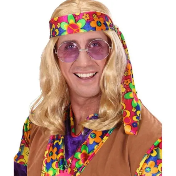 Blond hippieperuk för män från 60-talet - WIDMANN - Kostymtillbehör - Vuxen> Peruker