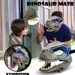 Blue Dinosaur Mask - Jurassic World Raptor Dinosaur Tillbehör - Lätt att bära med säker rem - Dino Cosplay> Masker